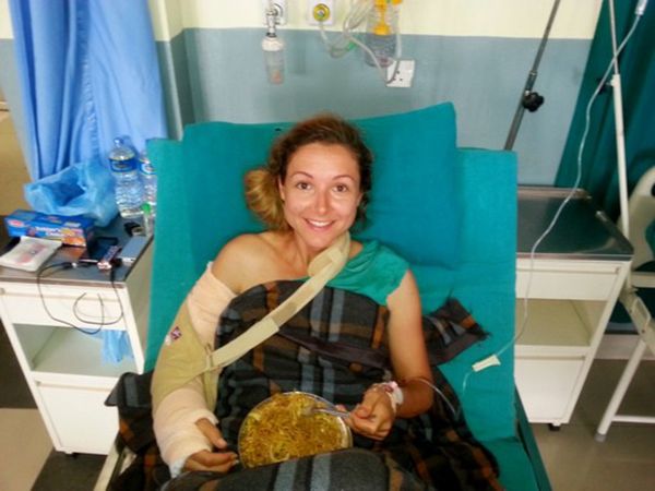 Tea Pavlek recovers in a Nepalese hospital after being mauled by a wild sloth bear.