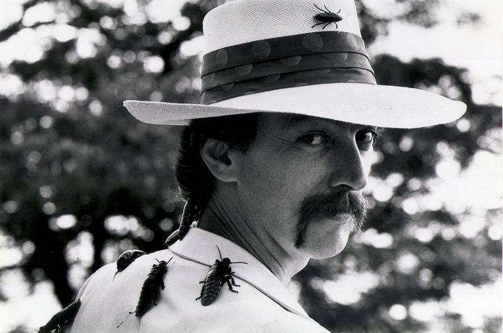 Dr. Josef Gregor (a.k.a. Joey Skaggs), entomologist, in Skaggs’ Metamorphosis Roach Cure hoax