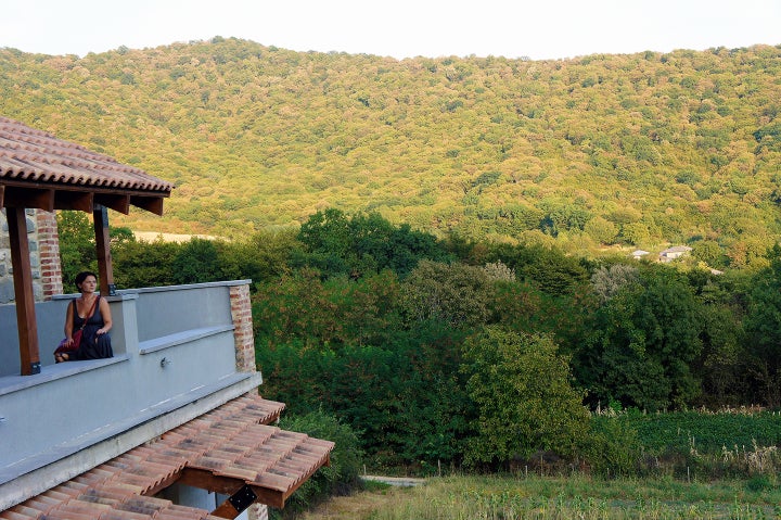<p>Masha Bojgua enjoying the view from Babneuri’s roof patio</p>