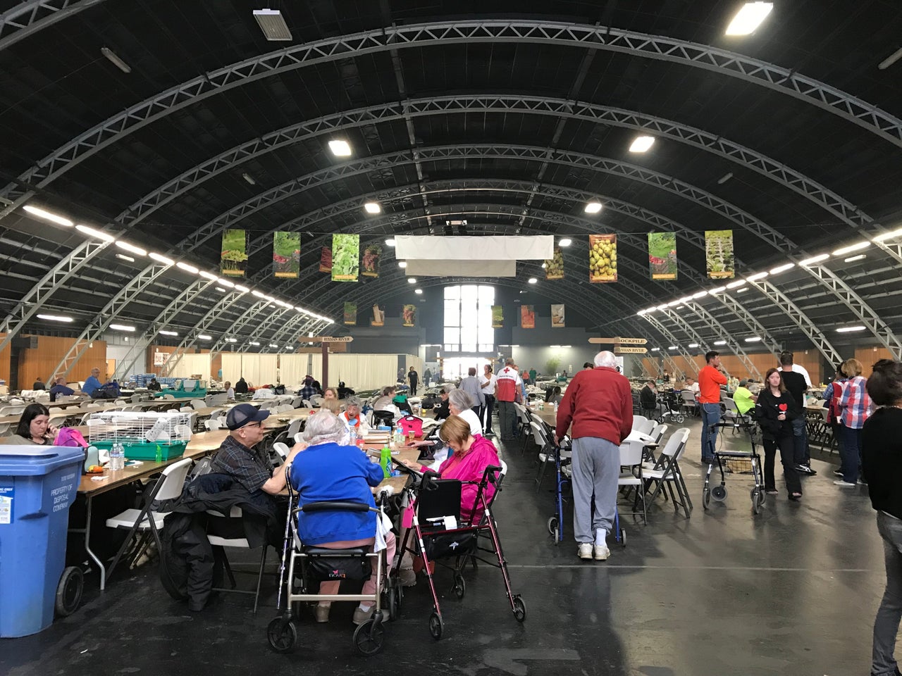 Evacuees wait at a Red Cross shelter at the Sonoma County Fairgrounds in Santa Rosa, California, on Tuesday.