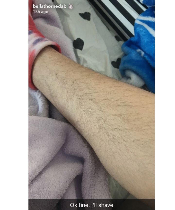 Thorne posted a photo of her leg hair to Snapchat in June.
