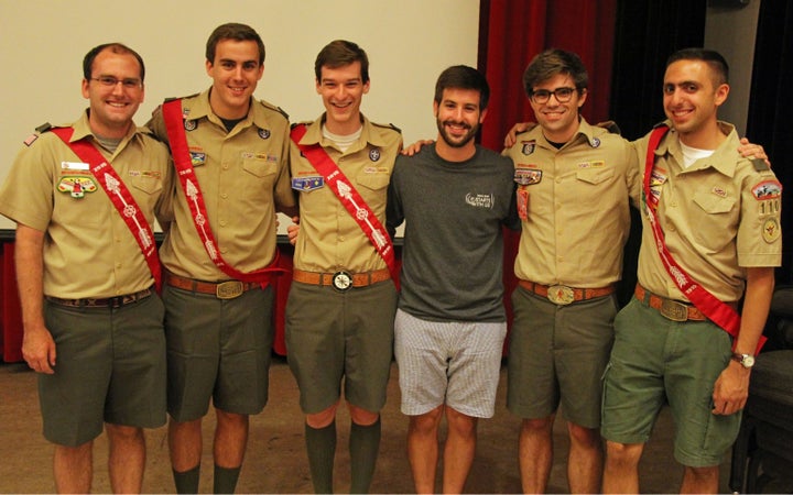 <p>Ryan (second from the left) at a conference with Mike (far right) and some other Scouting friends.</p>