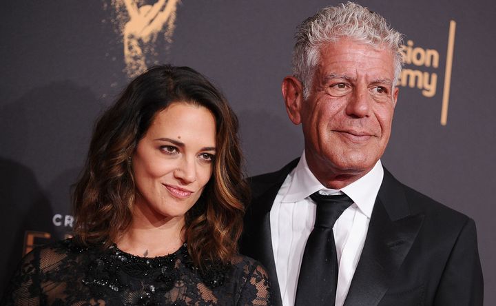  Asia Argento and Anthony Bourdain attend the 2017 Creative Arts Emmy Awards at Microsoft Theate in September.
