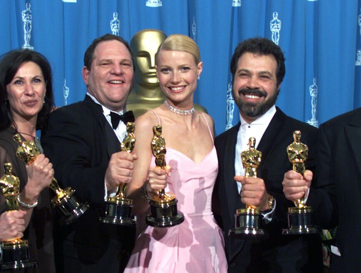 Harvey Weinstein with Gwyneth Paltrow with her Oscar for 'Shakespeare in Love'