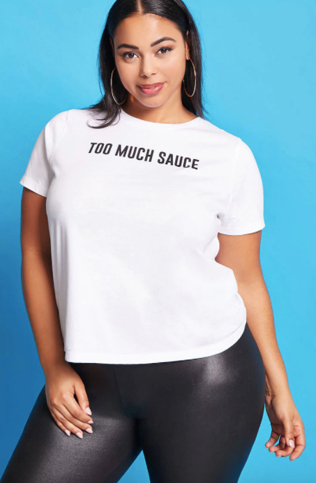 Plus size Taco Bell tee, <a href="https://www.forever21.com/us/shop/Catalog/Product/plus/plus-size-new-arrivals/2000217121" target="_blank">$15.90 at Forever 21</a>