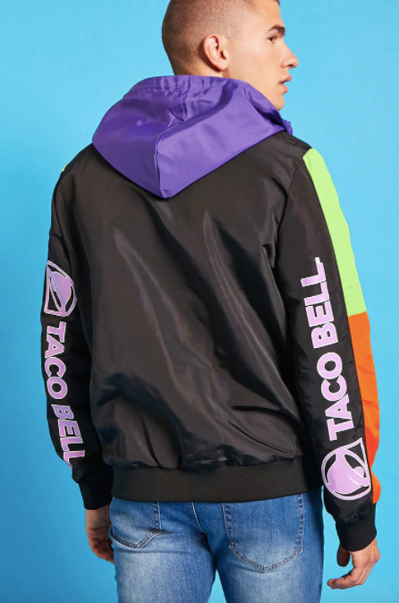 Taco Bell anorak jacket, <a href="https://www.forever21.com/us/shop/Catalog/Product/f21/promo-taco-bell-collection/2000216217" target="_blank">$29.90 at Forever 21</a>