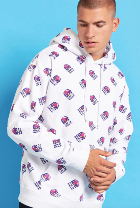 Taco Bell print hoodie, <a href="https://www.forever21.com/us/shop/Catalog/Product/f21/promo-taco-bell-collection/2000212150" target="_blank">$24.90 at Forever 21</a>