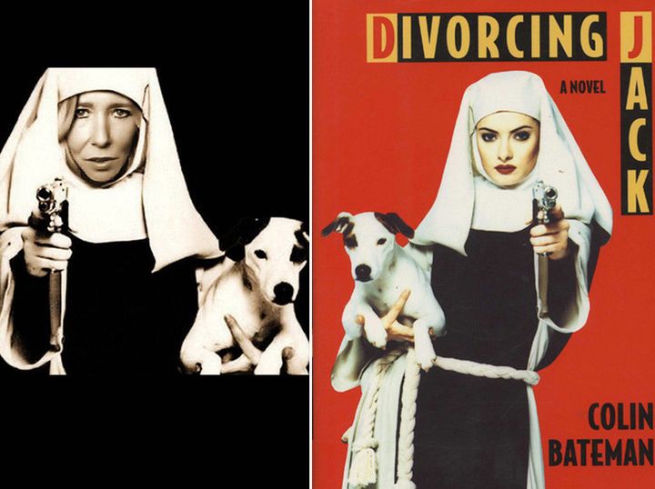The 'nun with a gun' image of Sally Jones is actually a crude photoshop of the Divorcing Jack cover