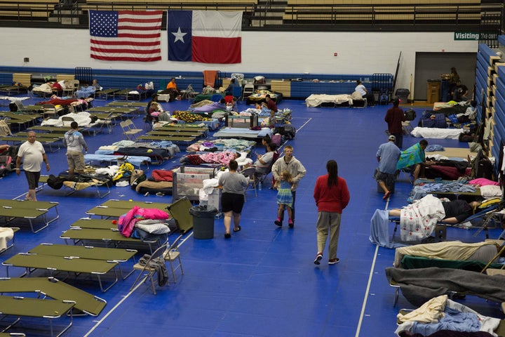 Evacuees from Hurricane Harvey are seen in Austin, Texas. Inmates in the Lone Star State donated more than $53,000 towards th