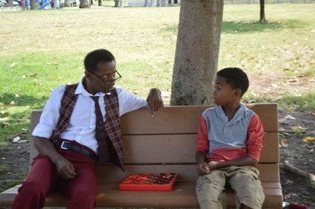 <p>Scene from “Twinkies & Root Beer” lead actors Isiah Greene (r) and Phillip E. Walker (l)</p>