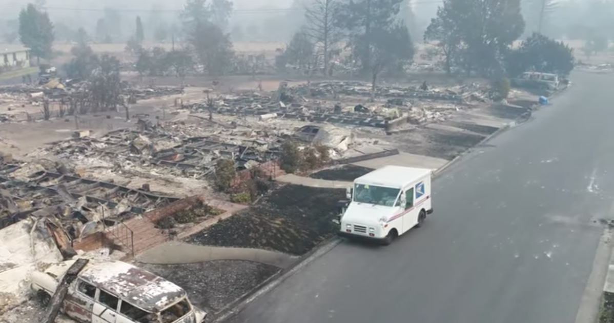 Haunting Video Shows Postal Worker Delivering Mail To Scorched Homes ...