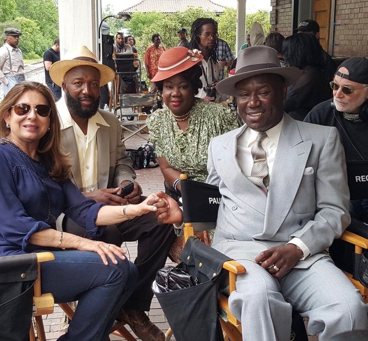 Benjamin Crump with Sybrina Fulton and Tracy Martin on the set of 'Marshal'