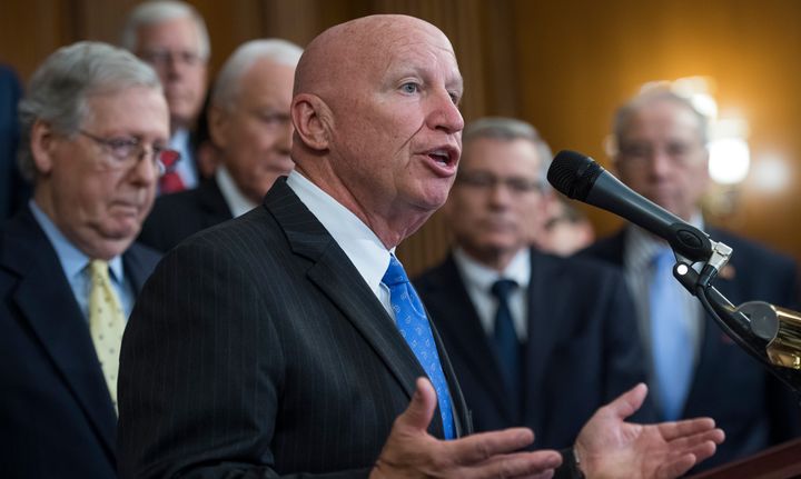 Rep. Kevin Brady (R-Texas) announces a tax reform proposal with Republican House and Senate leaders on Sept. 27.
