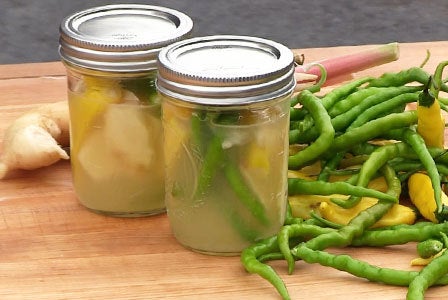 Indian lemon ginger pickled chillies