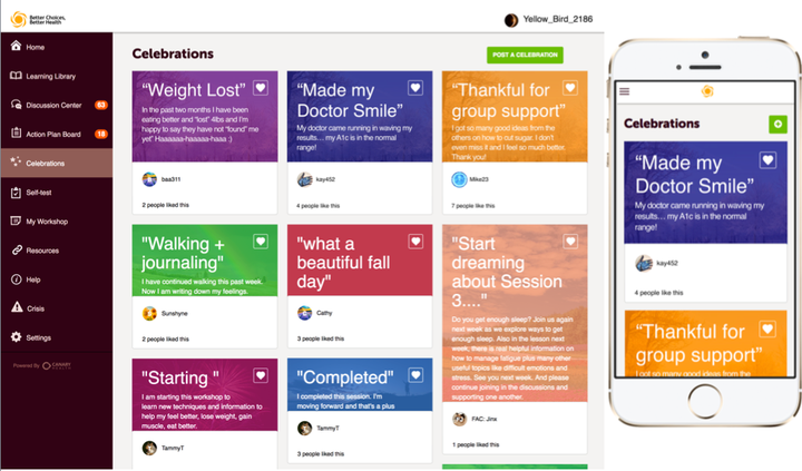 <p>Screenshots from the <em>Better Choices, Better Health</em> program</p>