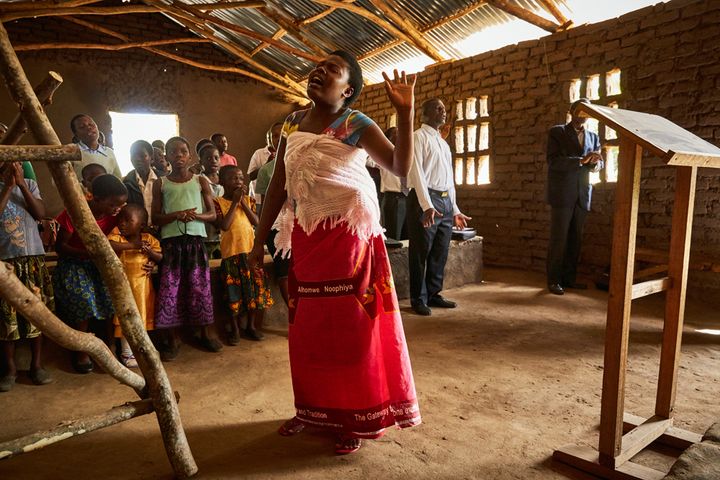 Jennifer sings during a Sunday morning service at Well of Life Church, Luchenza, southern Malawi, 2017.