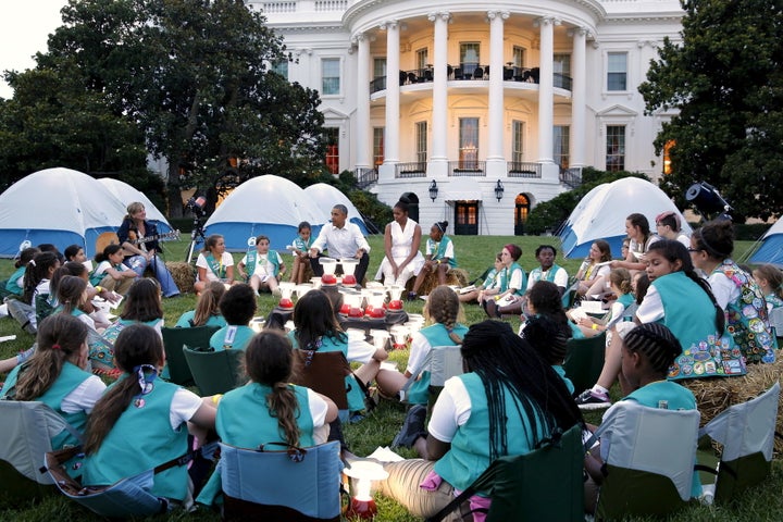 Girl Scouts camped out on the South Lawn of the White House in 2015.