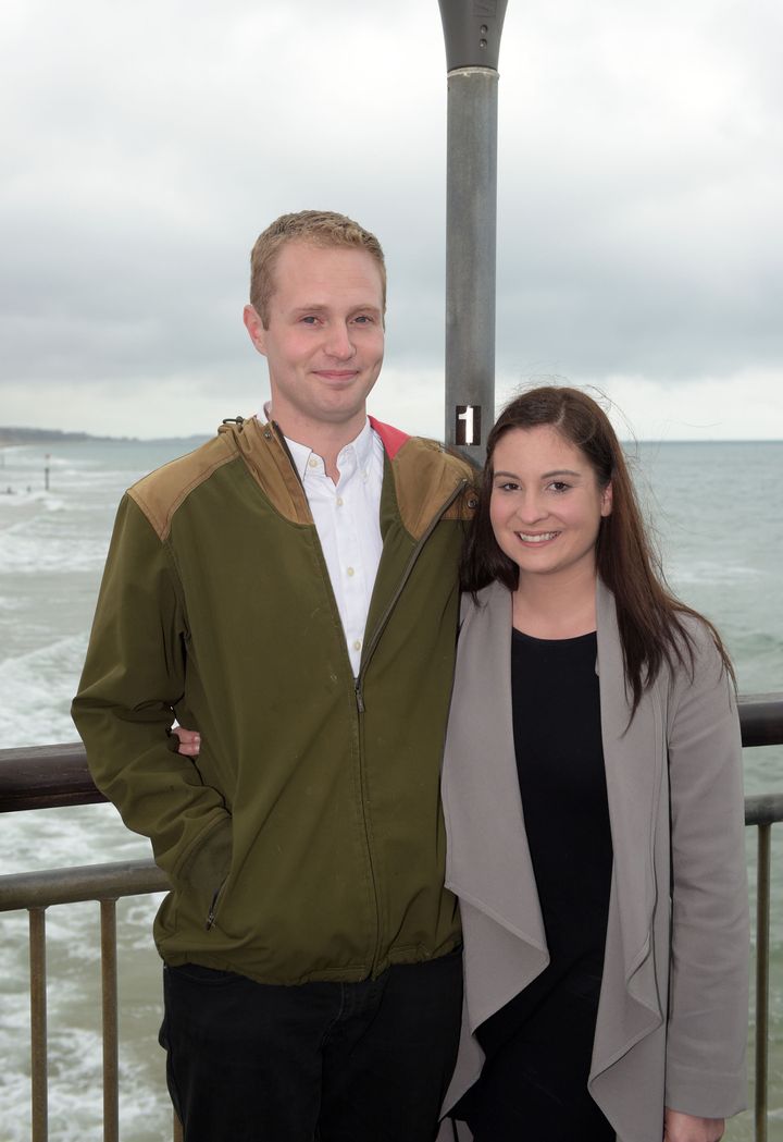 Quilliam with his girlfriend Sandra Souto at Boscombe Pier 