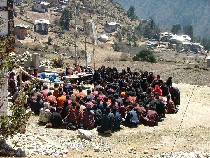 Gross National Happiness is important in Bhutan. Villagers of Laya gather to discuss their annual development plans (Photo: Chencho Gyalmo Dorjee, UNCDF) 