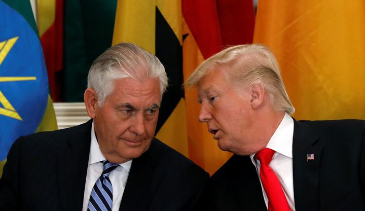 Rex Tillerson (left) and Donald Trump (right) in September
