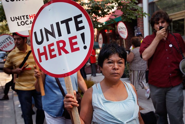 The hospitality workers union Unite Here has planned protests in 40 cities for Oct. 19.