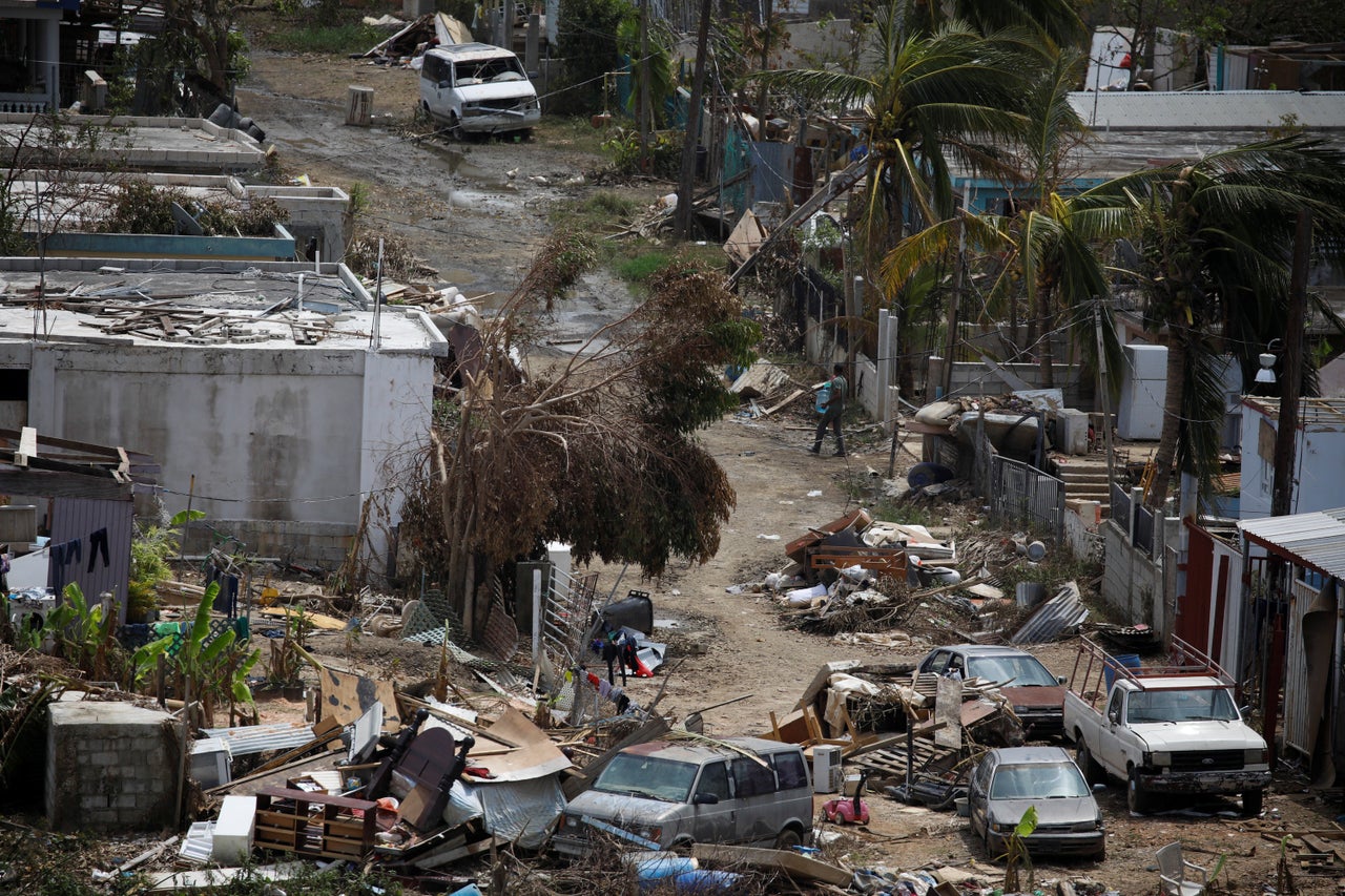 A neighborhood in Canovanas, Puerto Rico, damaged by Hurricane Maria.