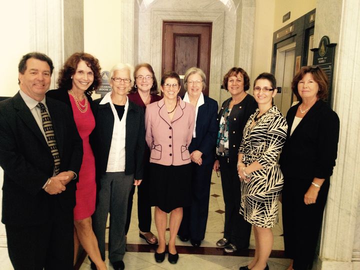 The MA Breast Density Coalition at the MA Legislature in Boston after testifying at the Public Hearing. Ellen’s husband, Damian is at the far left and Cindy is in the middle.