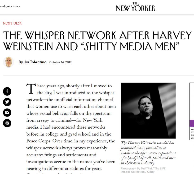 “<em>The Harvey Weinstein scandal has prompted many journalists to examine the open-secret reputations of a handful of well-p