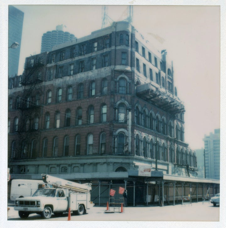 The Capitol Hotel at 417 N. Clark St. Chicago in the 1970s. In previous decades, guests had included Gloria Swanson and the jury of the Haymarket Riot Trial. Now the site of AMLI River North (southeast corner of Clark and Hubbard Streets).