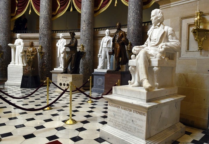 Statue of Alexander H. Stephens (r) in the United States Capitol building.