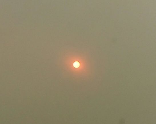 The red sun is a result of Saharan dust being dragged over to the UK by Hurricane Ophelia.