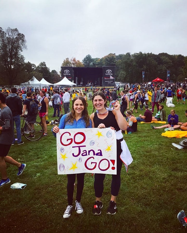 With one of my friends who came to cheer me on. "Jana" is a nickname.