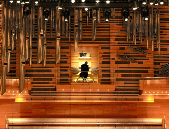 Organist Jean-Willy Kunz, who appears with Montréal Symphony Orchestra at Carnegie Hall, at Grand Orgue Pierre-Béique at Maison Symphonique, Montreal Canada August 13, 2016.