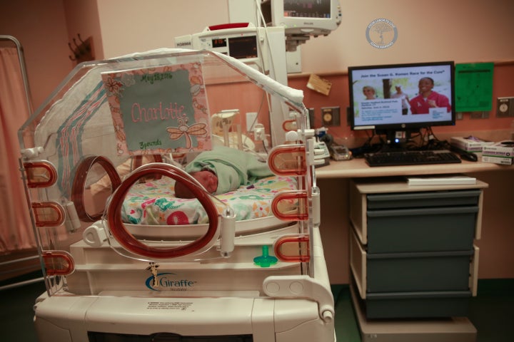 The triplets spent around 100 days in the NICU.