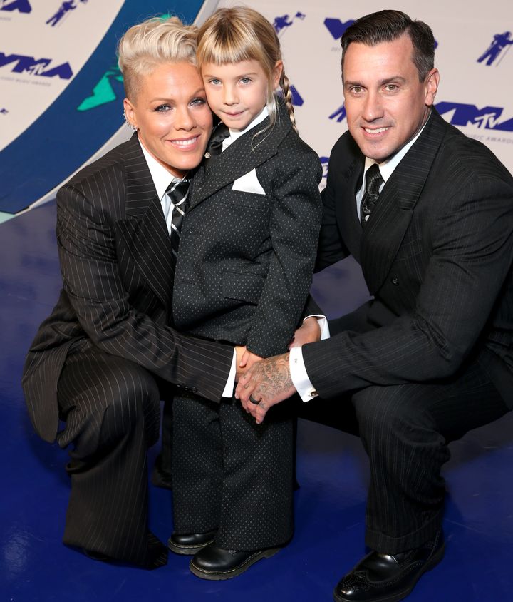 Pink, Hart and their daughter Willow attended the VMAs together in August. The couple also have a son, Jameson, who was born in December 2016. 