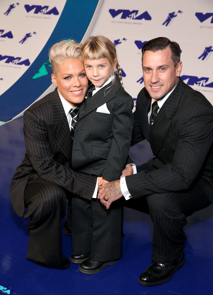 Pink, Hart and their daughter Willow attended the VMAs together in August. The couple also have a son, Jameson, who was born in December 2016. 