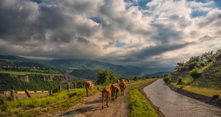 On the way to Laza in Quzar, Azerbaijan. Laza has stunning views of the Caucasian Mountains and opportunities for hiking and trekking. 