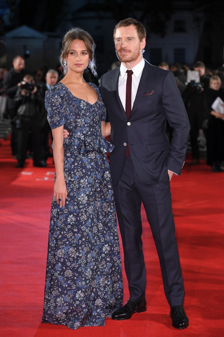  Alicia Vikander and Michael Fassbender arrive for the premiere of