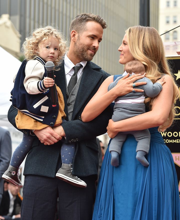 Ryan, Blake and their two daughters last year when the actor was honored with a star on the Hollywood Walk of Fame.