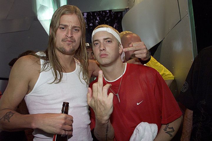 Kid Rock and Eminem appear together in 2000.