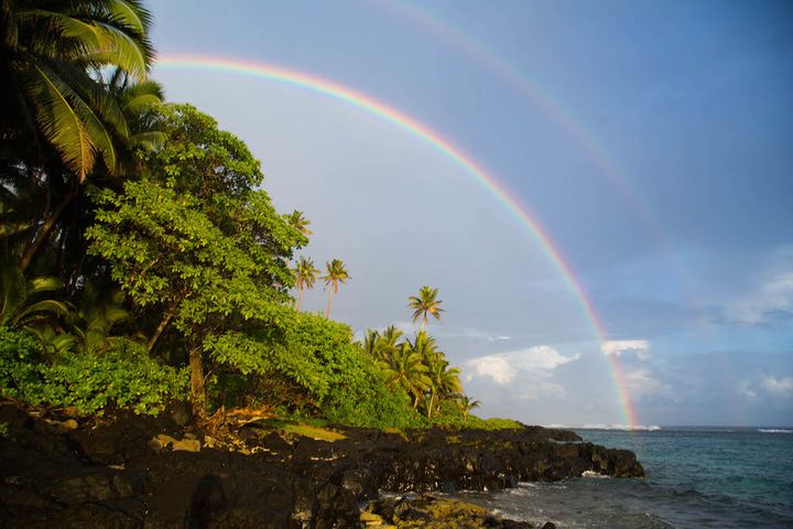 Double rainbow just other side of a jungle path, just minutes away from Sa’Moana Resort.