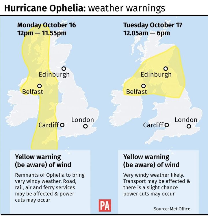 Today's weather warnings.