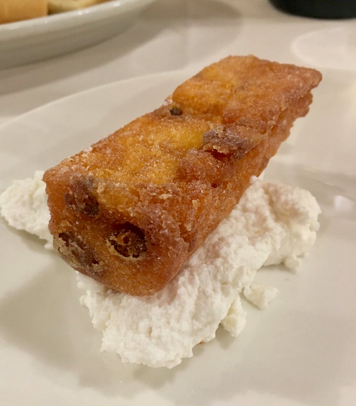 <p>Calzagatti - polenta and beans, fried - at Trattoria Pomposa, Modena</p>