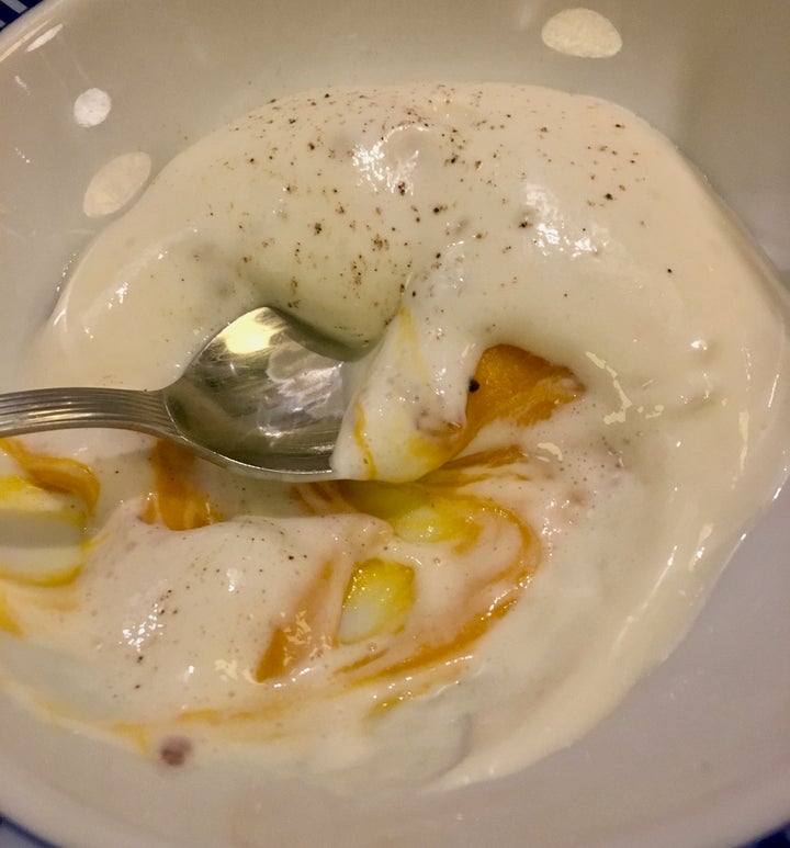 <p>Pumpkin topped with parmesan cream at Franceschetta58, Modena</p>