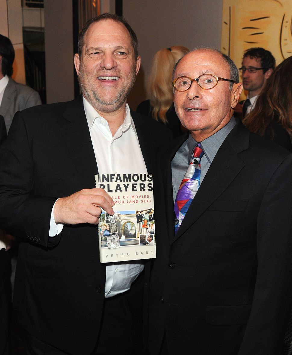 Harvey Weinstein and Peter Bart attend the launch party for Bart's book Infamous Players. The party was hosted by The Weinstein Company.
