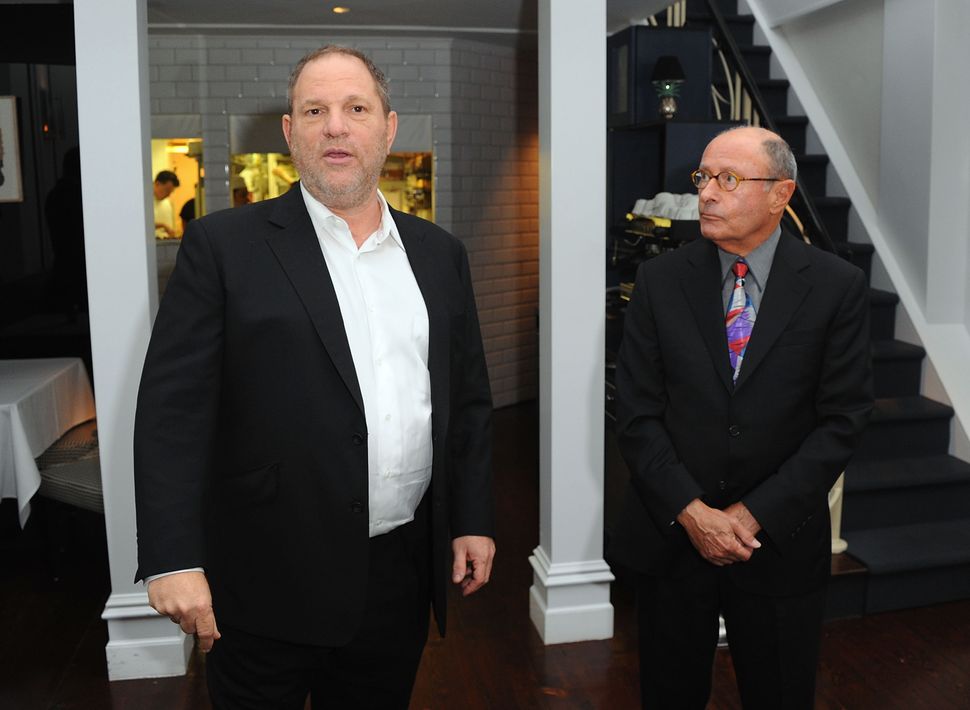 Harvey Weinstein and Peter Bart attend the launch party for Bart's book Infamous Players in New York City on April 25, 2011. 