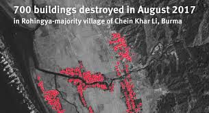 Satellite imagery shows several buildings burned in Burma’s Rakhine State, Human Rights Watch revealed Sept 2.