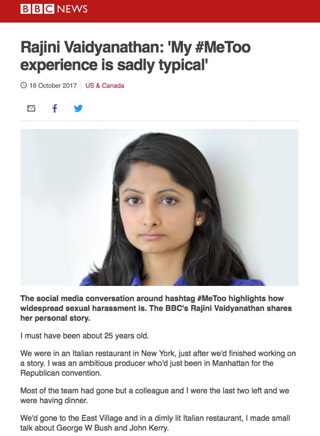 Rajini Vaidyanathan shared her experience in a blog on the BBC website