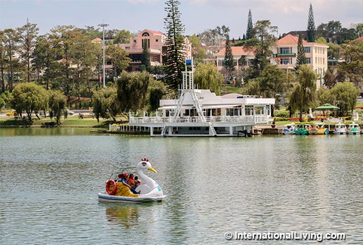 Swan Boat on Xuan Huong Lake. Delat. Vietnam