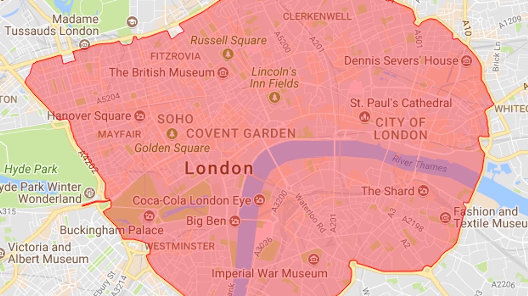 New Congestion Charge Zone Map London T-Charge Map, Tfl Checker And Everything Else You Need To Know As New  Tax Comes In | Huffpost Uk News